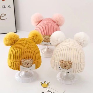 Mũ Len Gấu CƯỜI Cho Bé Từ 6-24 Tháng - Mũ Len Cho Bé Trai Bé Gái Lucky Bông Xù M21