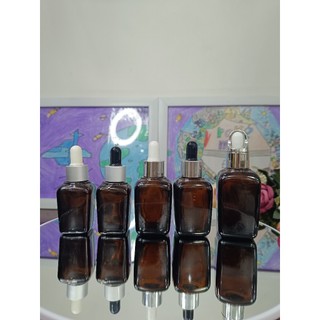 Vỏ thủy tinh vuông nâu 10ml 25ml 30ml 50ml 100ml bóp bạc