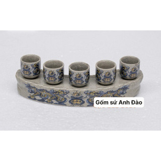 Bộ kỷ thờ 5 chén men rạn cổ gốm Bát Tràng cao cấp