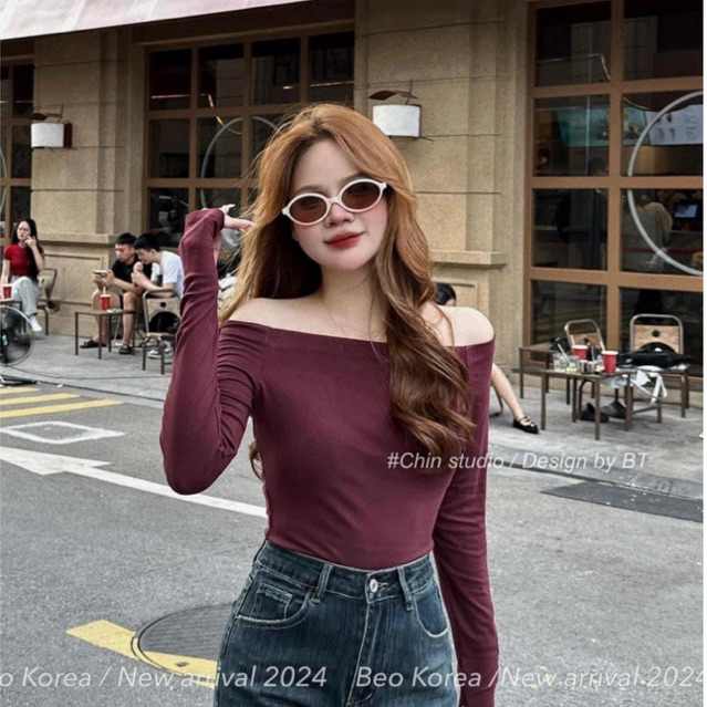 Áo thun body trễ vai sexxy, Áo kiểu dài tay dáng ôm thu đông AT7474 - NhiNhi Shop