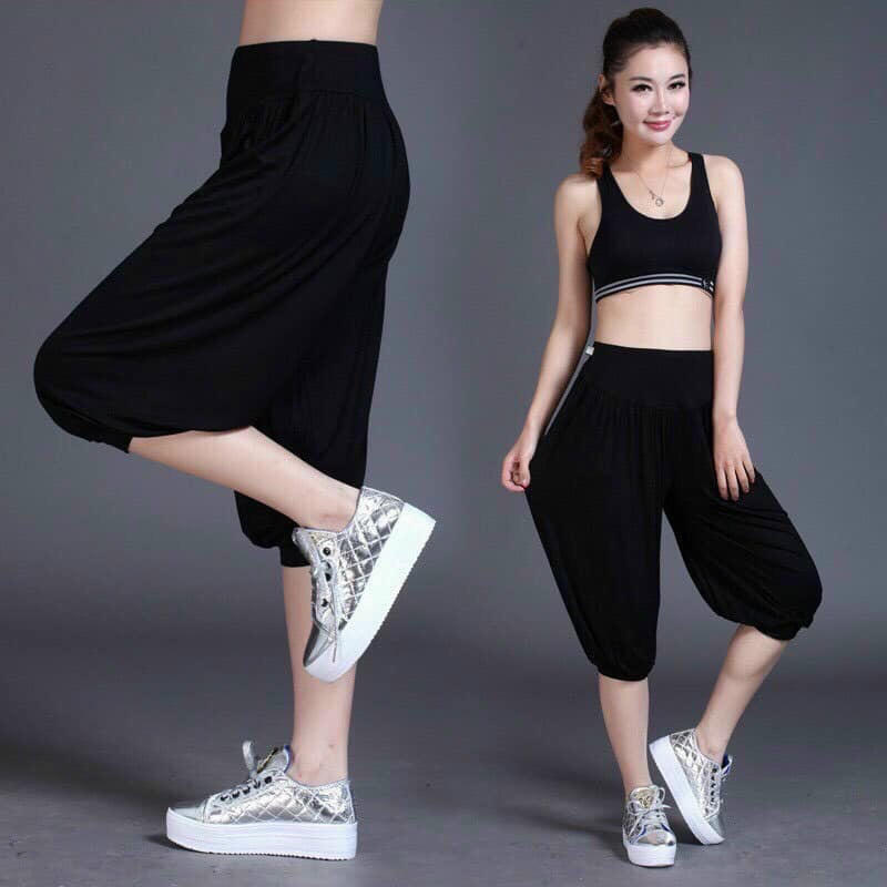 Quần lửng alibaba tập gym-yoga chất cotton mát lạnh
