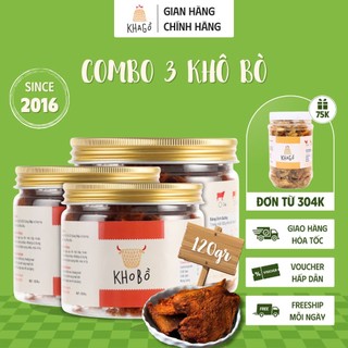 Combo 3 loại khô bò hộp 120g cay - ít cay | kha gồ
