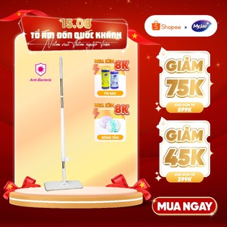 Cây lau nhà tự vắt kháng khuẩn Ag+ phẳng sợi fiber xoay 360 độ thông minh lau sạch nhanh khô MyJae