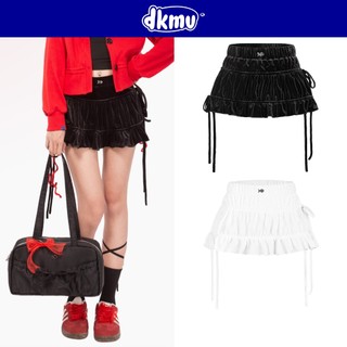 Chân váy nhung xòe ngắn DKMV màu đen, trắng thắt nơ đáng yêu Velvet Gabrie Skirt | K21-V2