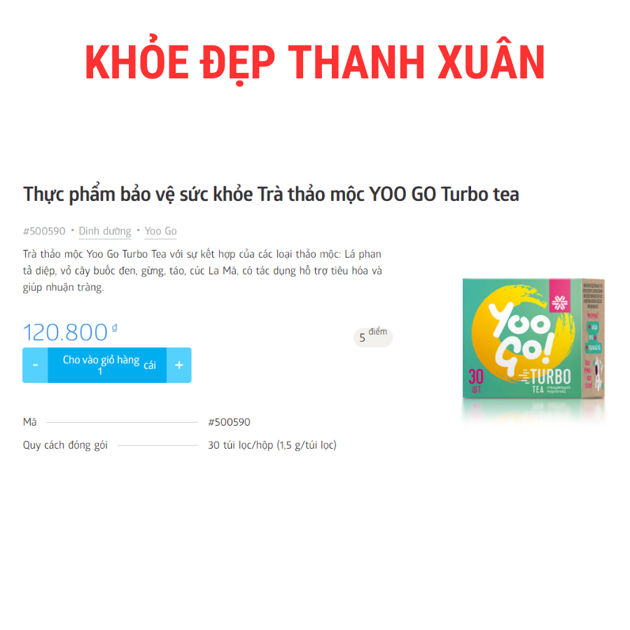 [ Mẫu mới ] Trà Yoo go Turbo Tea Body T Siberian Health - 30 túi/hộp