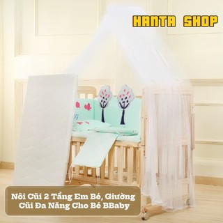 [RẺ NHẤT SÀN] Nôi Cũi Em Bé, Giường Cũi Đa Năng Cho Bé BBaby - 2 Tầng - 100% Gỗ Thông tự Nhiên New Zealand