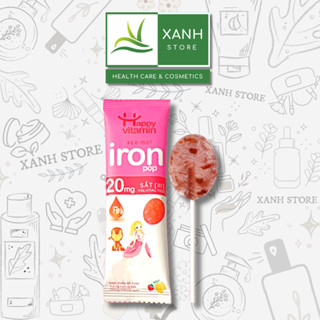 Kẹo mút bổ sung sắt Iron Pop Happy Vitamin - Hỗ trợ tạo hồng cầu, ngừa thiếu máu - Dành cho trẻ em