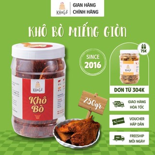KHÔ BÒ MIẾNG GIÒN hộp 250g, Bò khô vị Cay - Ít cay, Khô bò miếng, Đặc sản Sài Gòn | KHA GỒ