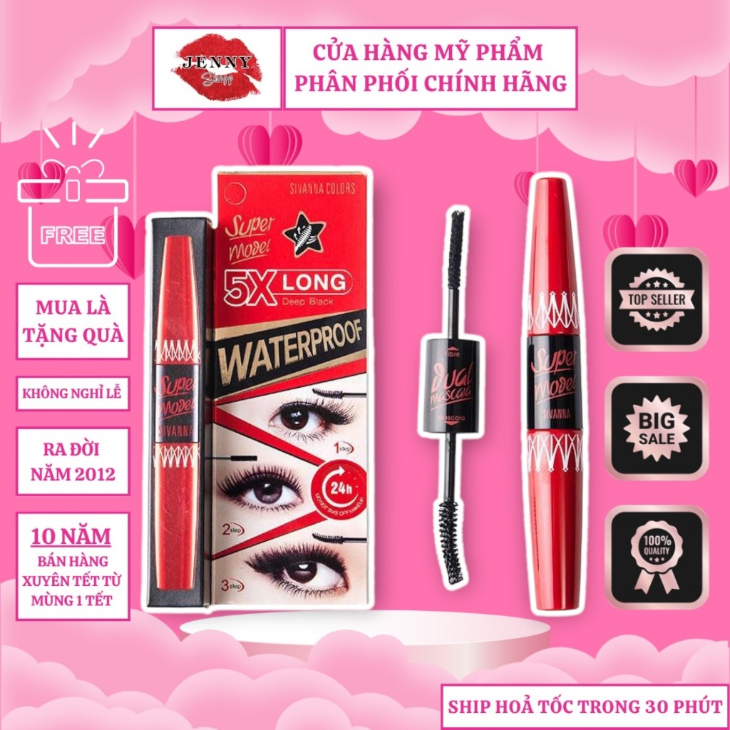 Mascara 2 Đầu Sivanna Super Model 5X Long Waterproof
