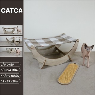 Võng chó mèo gỗ CATCA lắp ghép cực dễ 61*39cm - Võng Bán nguyệt
