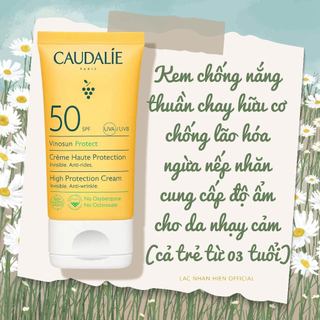 [Auth Pháp] KEM CHỐNG NẮNG HỮU CƠ THUẦN CHAY NGỪA NHĂN DƯỠNG ẨM CAUDALIE VINOSUN HIGH PROTECTION CREAM SPF50