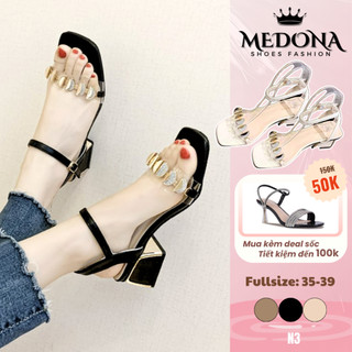 [N3] Giày Cao Gót 5 Phân Quai Đính Đá Xinh Xắn Dép Sandal Cao Gót Đế Vuông Quai Mảnh Giày Đính Đá Cực Xinh Cá Tính
