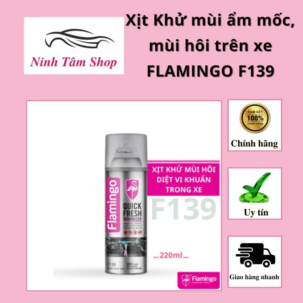 Xịt Khử mùi ẩm mốc, mùi hôi trên xe FLAMINGO F139 220ml