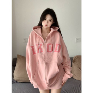 Áo khoác nỉ,áo hoodie zip có mũ chất nỉ lót lông in chữ LKOD form rộng kiểu dáng basic mặc hàng ngày