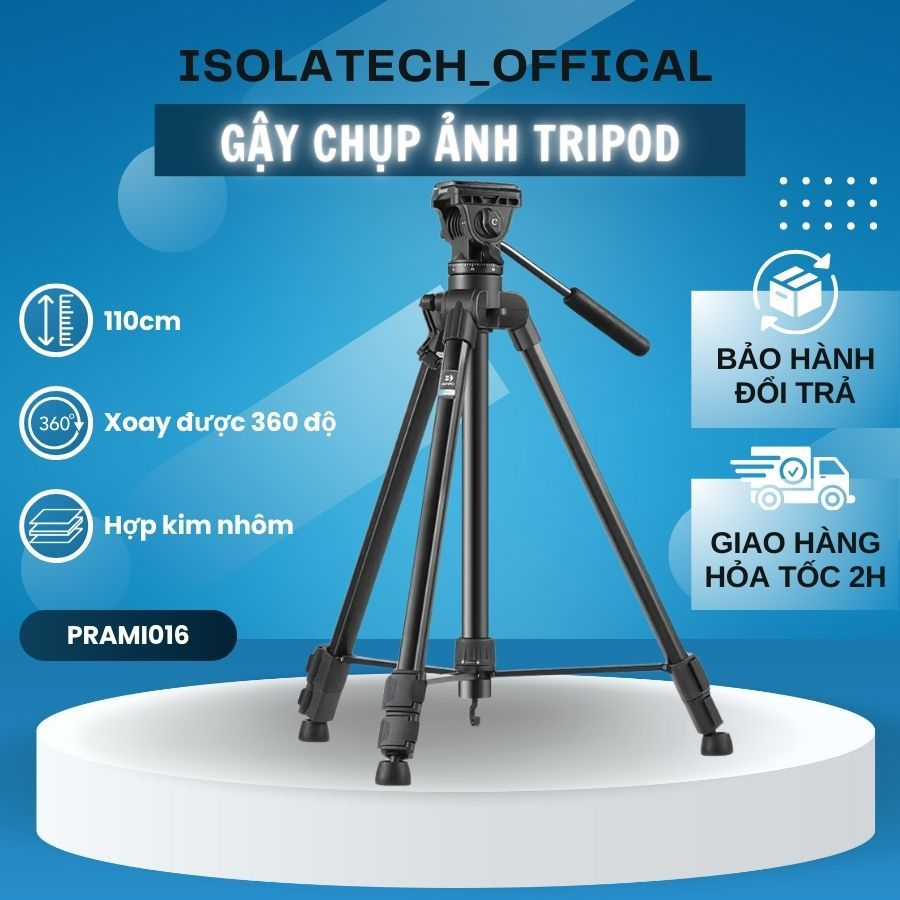 Gậy chụp ảnh Tripod PRAMI hợp kim nhôm xoay 360 độ cho những bức ảnh và video chất lượng - PRAMI016