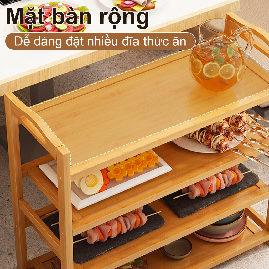 SUNNY BIERE Kệ Nguyên Liệu Nước Lẩu Kệ Gia Vị Để Bàn Nhà Bếp Mặt Tre Loại 3 4 5 Tầng | BigBuy360 - bigbuy360.vn