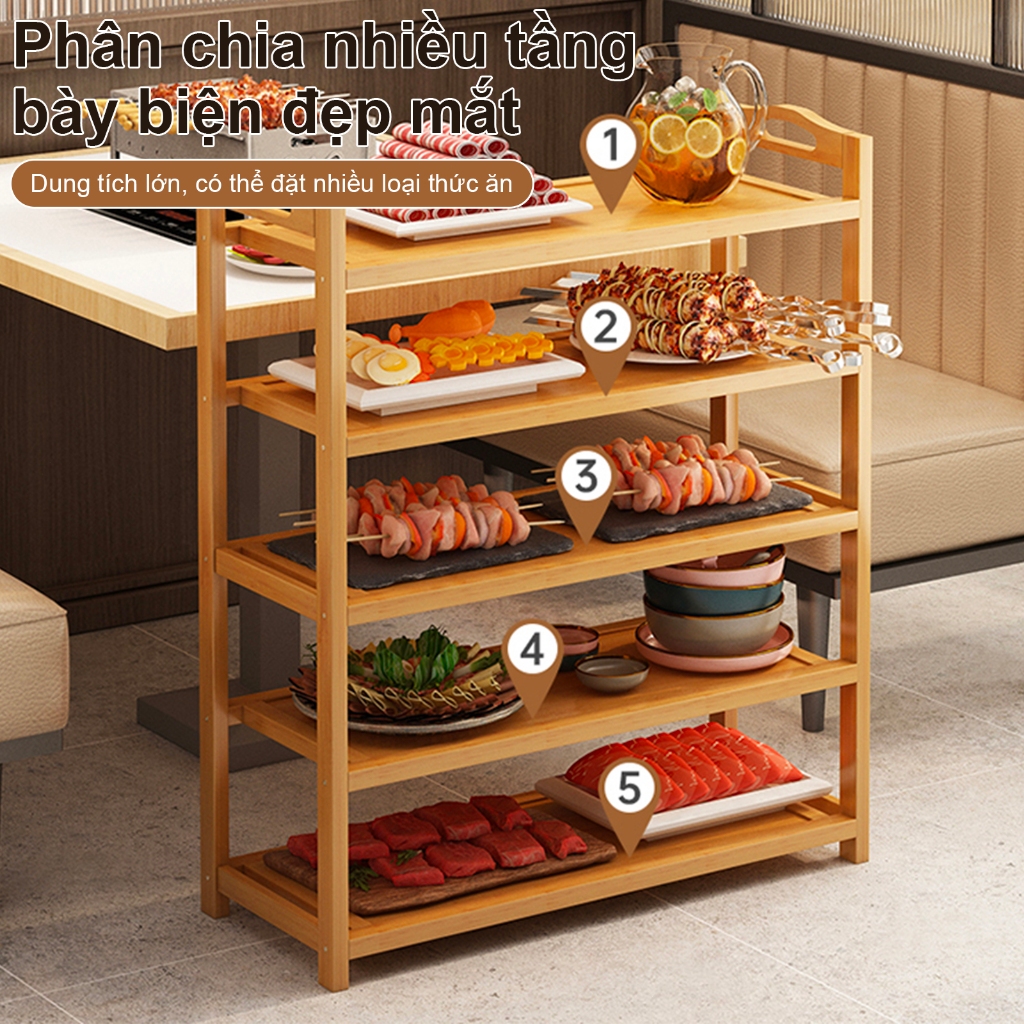 SUNNY BIERE Kệ Nguyên Liệu Nước Lẩu Kệ Gia Vị Để Bàn Nhà Bếp Mặt Tre Loại 3 4 5 Tầng | BigBuy360 - bigbuy360.vn