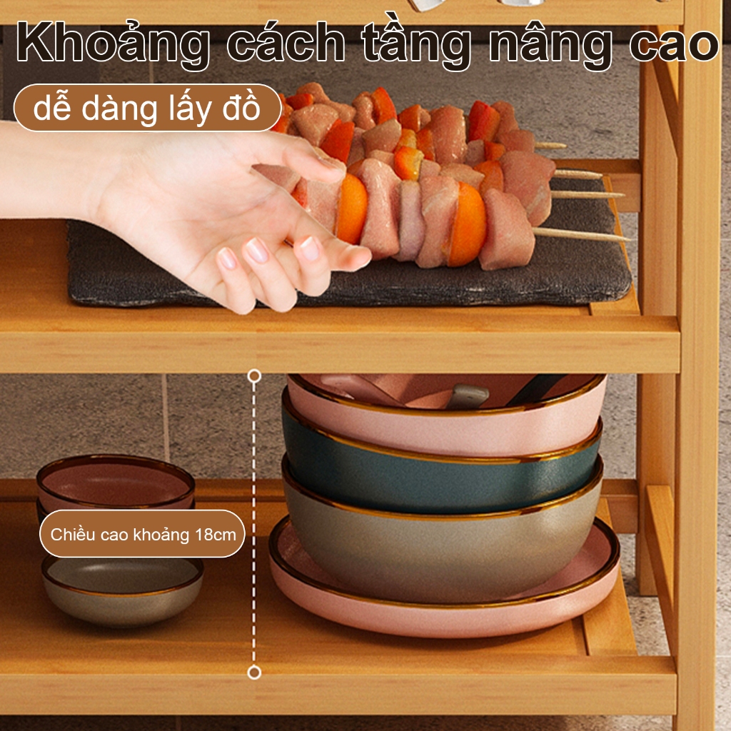SUNNY BIERE Kệ Nguyên Liệu Nước Lẩu Kệ Gia Vị Để Bàn Nhà Bếp Mặt Tre Loại 3 4 5 Tầng | BigBuy360 - bigbuy360.vn
