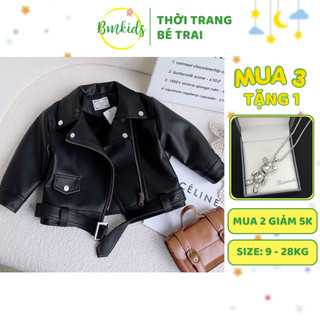 [M23] Áo khoác cho bé trai BMKIDS chất da xịn sang trọng, lịch lãm bé mặc đi chơi, du lịch