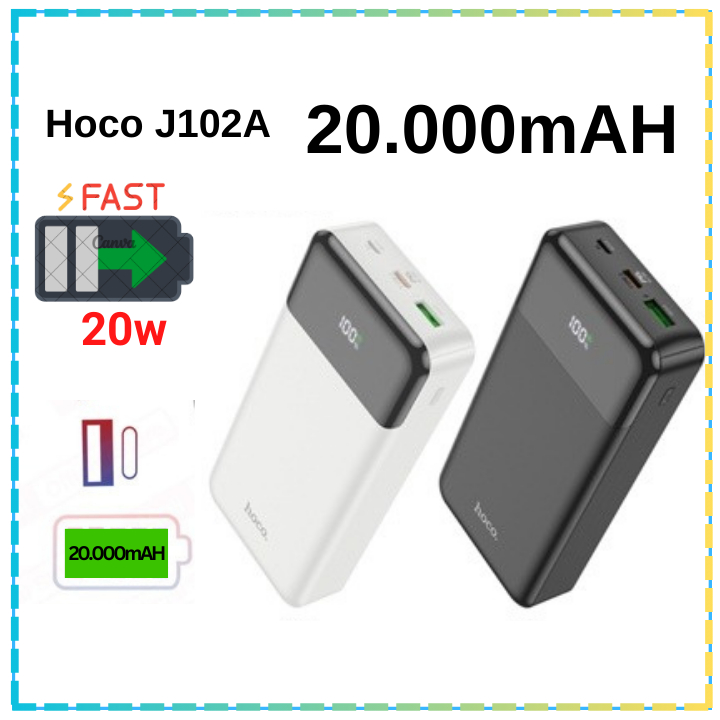 Pin Sạc Dự Phòng Hoco J102/J102A Dung Lượng 10000mAh/ 20000mAh, Sạc Nhanh 20W,Cổng Type-C Sạc Nhanh 
