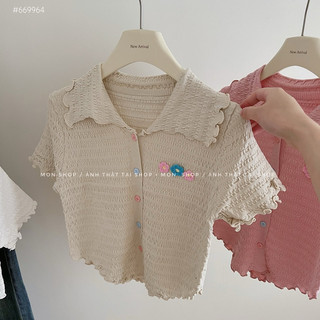 Áo xốp cổ bẻ đính hoa 669964