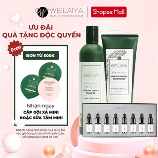 Combo dưỡng tóc Weilaiya - Cặp gội xả gừng trắng và Tinh dầu dưỡng ngăn rụng và kích thích mọc tóc