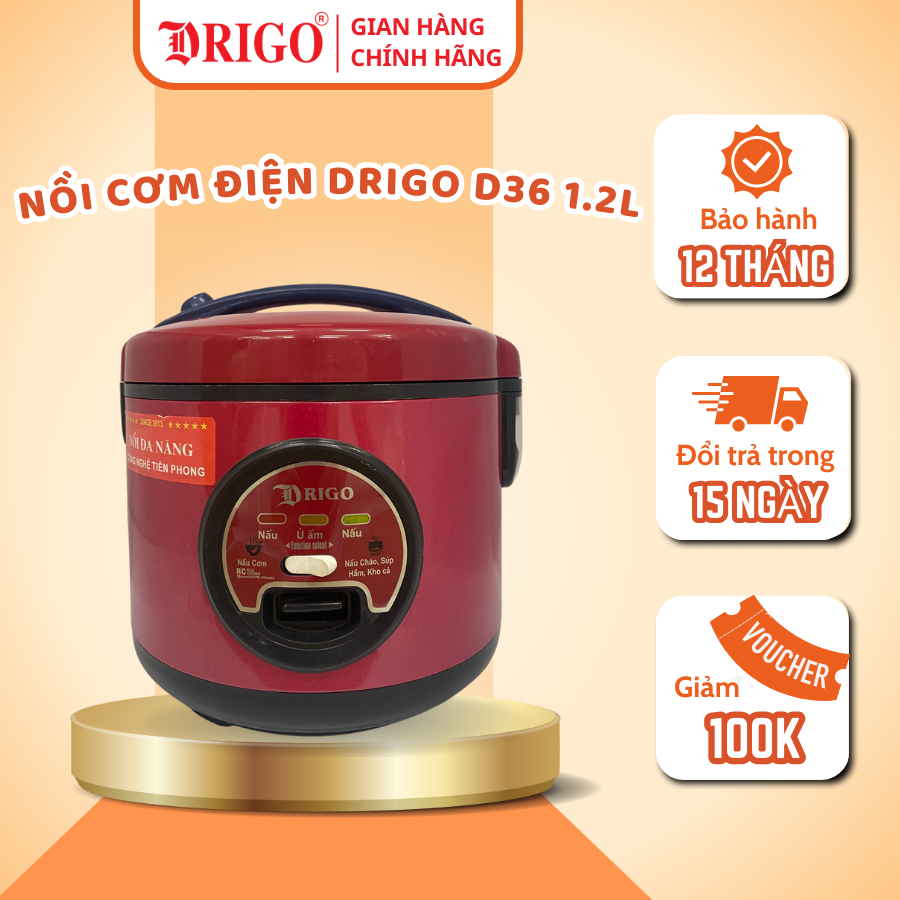 Nồi cơm điện đa năng Drigo D36 1.2L chính hãng, nồi cơm điện mini nấu cháo, ninh xương, ăn dặm - Bảo Hành 12 tháng