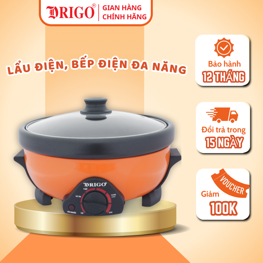  Nồi lẩu điện chảo điện đa năng DRIGO D34 3.5L 5.0L -  Bảo hành 12 tháng 