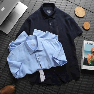 Áo sơ mi Linen nam C.K xuất dư xịn chuẩn store 1:1, áo sơ mi nam tay ngắn vải đũi chính phẩm vnxk
