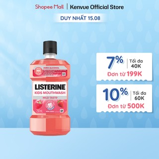 Nước súc miệng Listerine Kids Mouthwash with berry shield dành riêng cho trẻ trên 6 tuổi 250ml