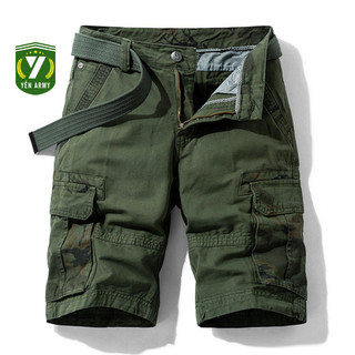 Quần Sóc Nam Kaki Túi Hộp Màu Xanh Rêu - Mã QS021