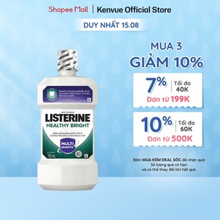 Nước súc miệng giúp răng trắng sáng tự nhiên Listerine Healthy Bright - Dung tích 750ml