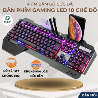 Bàn Phím Gaming Led Đẹp Bàn phím giả cơ K618, chuyên Game, đèn nền LED đổi màu 10 chế độ khác nhau