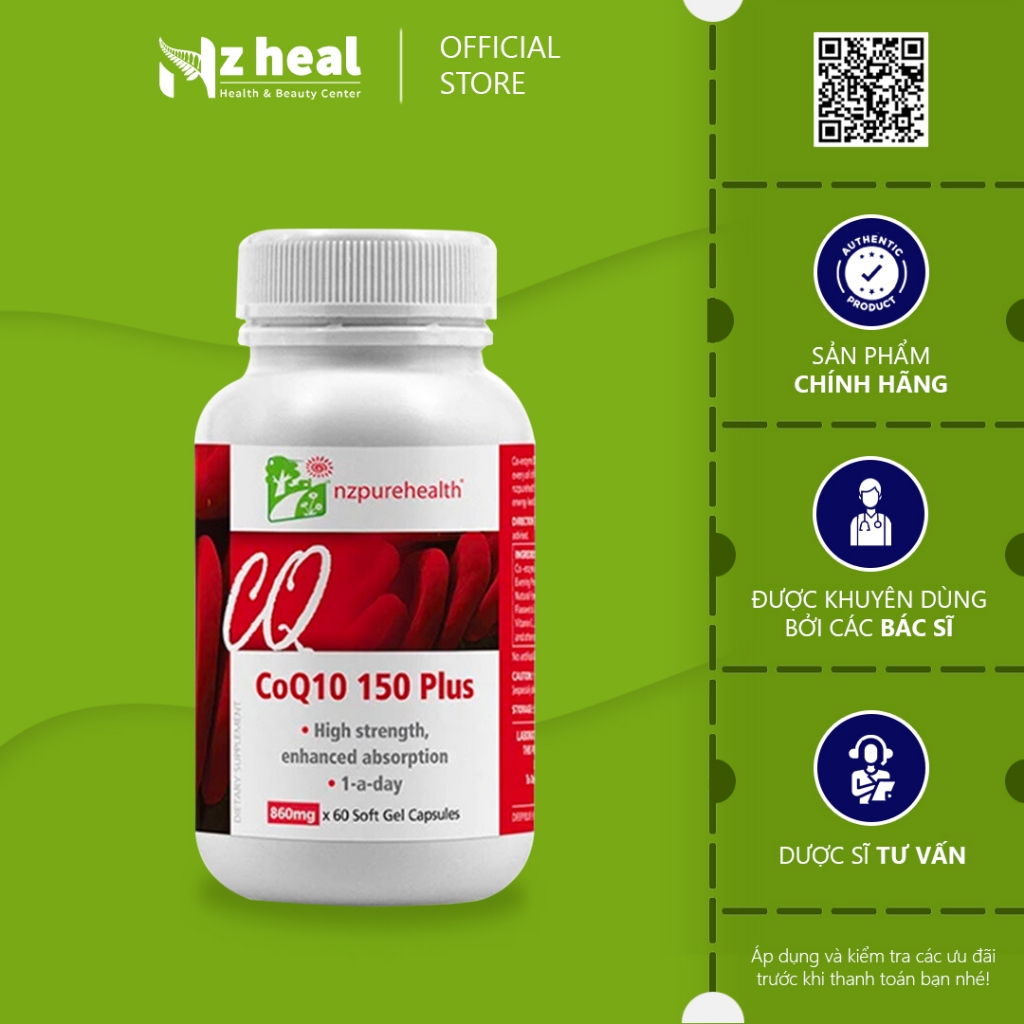 [Hỏa tốc] Viên Bổ Tim Mạch, Chống Oxy Hóa CoQ10 150 Plus Nzpurehealth (30 viên)