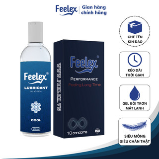 Combo Bao cao su Feelex Peformance và gel bôi trơn Feelex Lubricant Cool mát lạnh