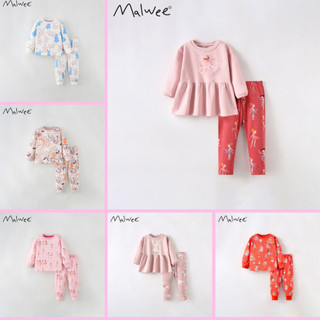 BST Bộ Thu Đông Malwee Mẫu Mới 2024, Bộ Thun Cotton Họa Tiết Sắc Nét Chất Liệu Mềm Mại Ấm Áp Cho Bé Gái - Topzkids