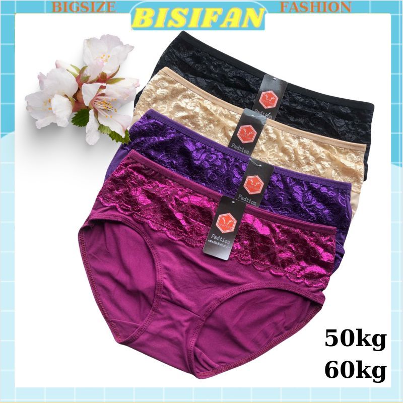 COMBO 5,3 Quần lót nữ cotton ren cạp cao từ 50kg đến 60kg mặc vừa dành cho người trung niên, Nội y nữ QR3379