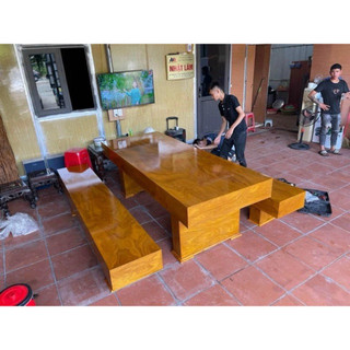 Bộ bàn ghế ăn kiểu k3 hộp gỗ cẩm vàng đóng hộp