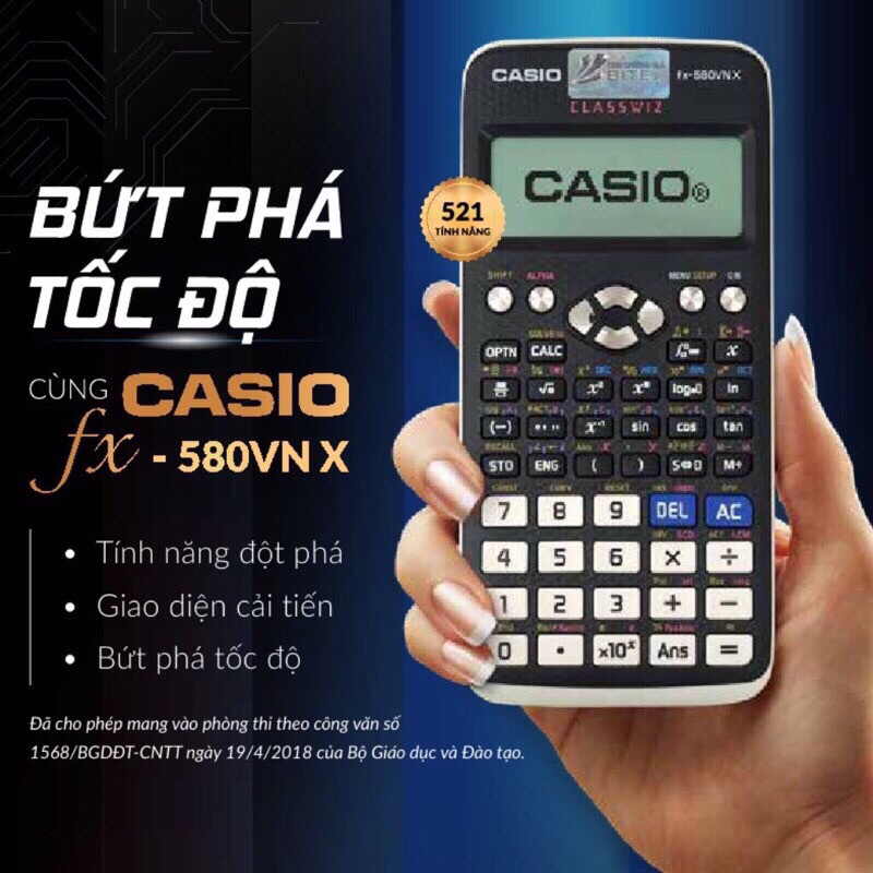 Máy Tính Casio FX-580VN X Dành Cho Học Sinh Cấp 2 Cấp 3 .Máy Tính Casio FX 580VN X . [ HÀNG THÁI LAN