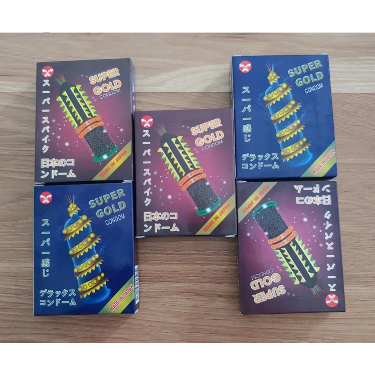 [Mua 5 Tặng 1] Bao Cao Su Gai Super Gold, BCS Kéo Dài Thời Gian, Tặng Khoái Cảm Mạnh Mẽ, Hộp 2 Cái