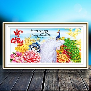 Tranh đính đá vợ chồng KT:91x54cm. Tranh gắn đá chưa gắn.