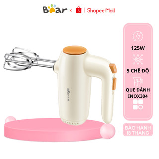 Máy đánh trứng cầm tay mini bear ddq-b01k1, công suất 125w, 5 chế độ đánh kem lỏng,trứng,bh 18 tháng