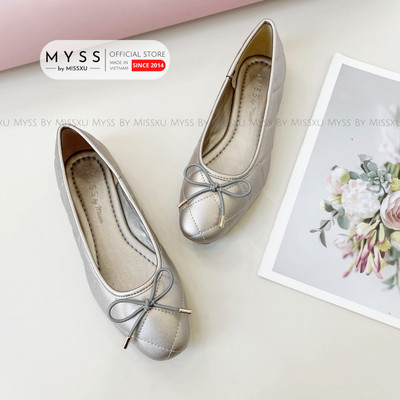 Giày búp bê nữ MYSS mũi tròn phối nơ chần ô thời trang - BB36