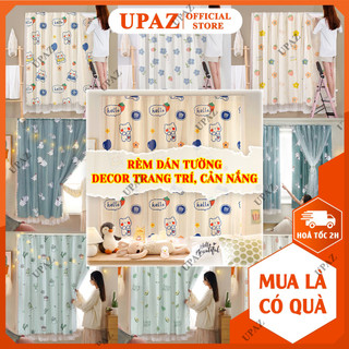 Rèm dán không cần khoan đục UPAZ, rèm decor trang trí, mua rèm TẶNG KÈM miếng dán chắc chắn, họa tiết đa dạng