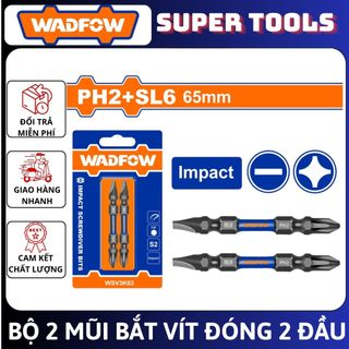 Đồ nghề wadfow bộ 2 mũi bắt vít đóng 2 đầu ph2+sl6 65mm wsv3k63