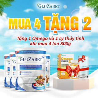 MUA 4 TẶNG 1 OMEGA  Sữa Gluzabet Tiểu Đường - Hỗ Trợ Ổn Định Đường Huyết, Ngăn Ngừa Biến Chứng Tiểu Đường, Tăng đề Kháng