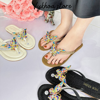 Dép Kẹp Nữ Đế TPR Chống Trơn, Đính Đá Hình Bướm Thời Trang Xinh Xắn Quai Kẹp Đi Chơi D.Kẹpbuom