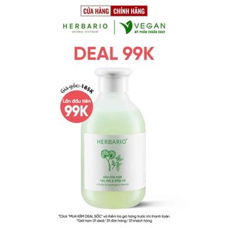 Sữa rửa mặt Rau má & Diếp cá 200ml Herbario thuần chay
