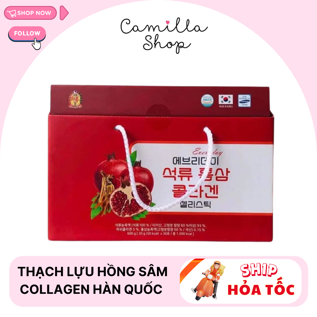 Thạch lựu hồng sâm Collagen Hàn Quốc (30 Gói)