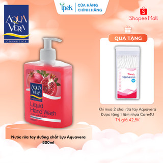 [MUA 2 TẶNG 1 hộp tăm nhựa] Nước rửa tay dưỡng chất Lựu Aquavera 500ml
